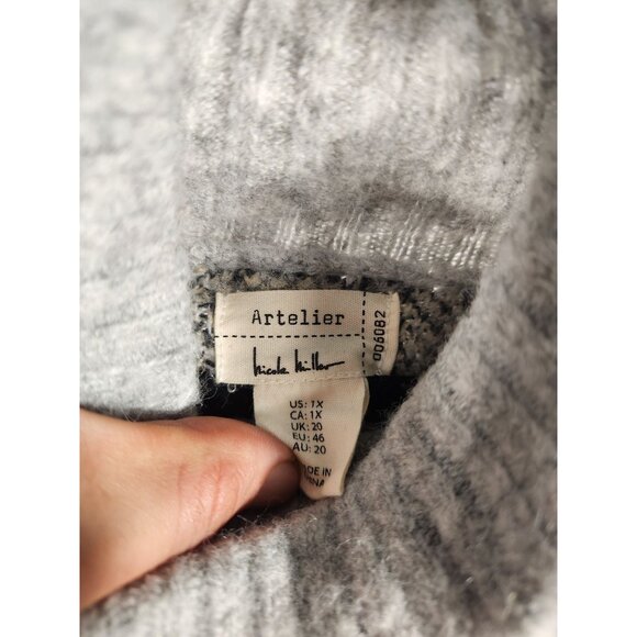 Artelier Nicole Miller Sweater Womens Icelandic Gray Fair Isle Knit 1X - Picture 5 of 6